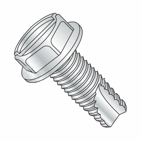 Newport Fasteners Thread Cutting Screw, #10-32 x 3/8 in, Zinc Plated Steel Hex Head Slotted Drive, 6000 PK 583158-6000